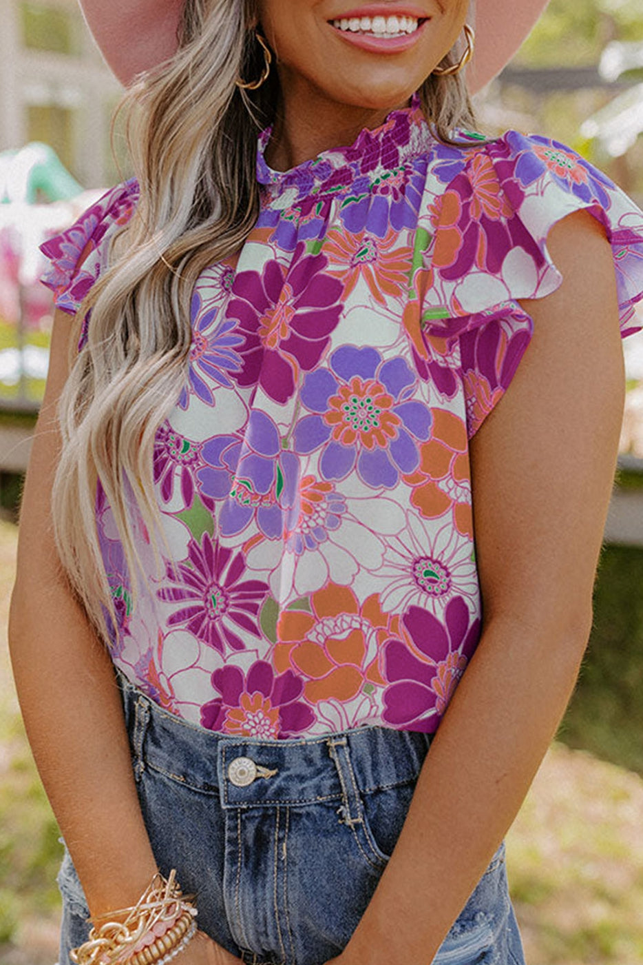 Purple Floral Blouse